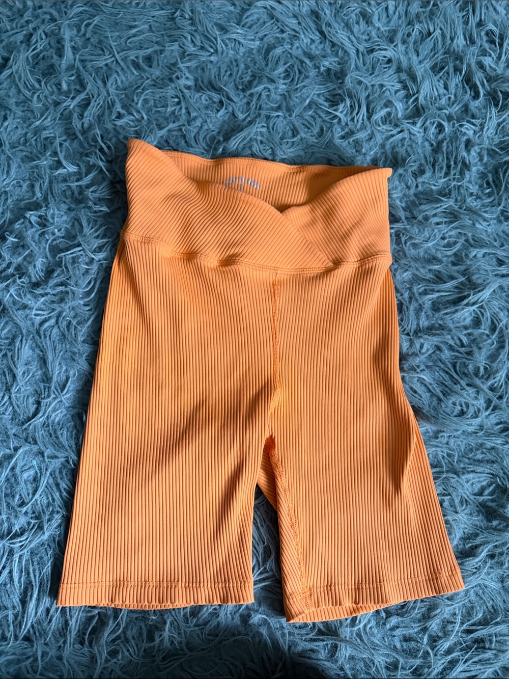 Year of Ours Orange Ribbed High-Waist Bike Shorts-Anthropology